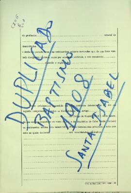 Livro de registos de batismos da freguesia de Santa Isabel - Ilha da Boa Vista (1908)