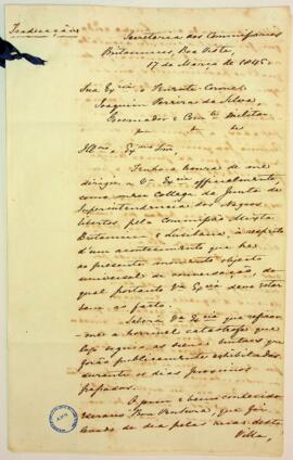 Carta da Secretaria dos Comissários Britânicos da Boa Vista dirigida ao Coronel Joaquim Pereira d...