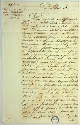 Carta do Tenente-Coronel e Comandante Militar Joaquim Pereira da Silva a H. W. Macaulay, membro d...