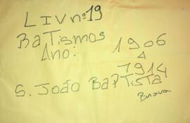 Livro de registo de batismos da freguesia de São João Baptista - ilha Brava