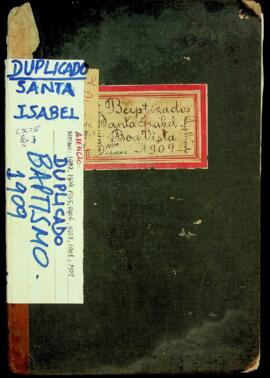 Livro de registos de batismos da freguesia de Santa Isabel - Ilha da Boa Vista (1909)