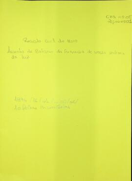 Livro de registos de batismos da freguesia de Nossa Senhora da Luz, da ilha do Maio (1896)